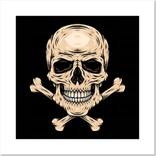 Skull with Crossbones Illustration Posters and Art